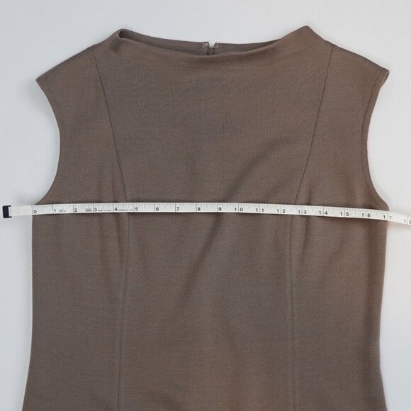 St John Knit Sleeveless Sheath Dress High Neck Cafe Brown - Size 6 - Picture 8 of 8